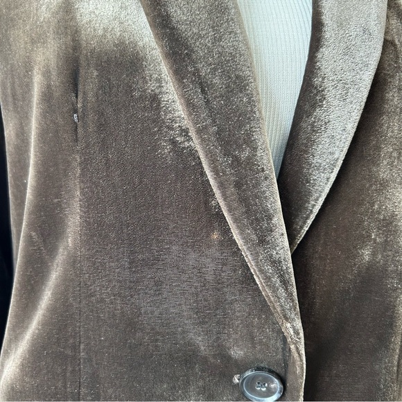 Zara Brown Velvet Blazer Jacket Limited Edition Silk Blend Size M 2731/289/528 - Picture 13 of 14